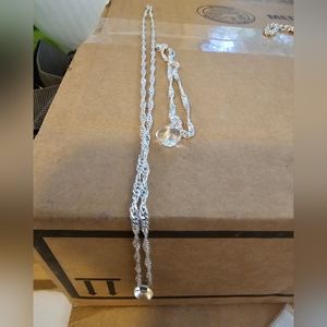 Crystal Silver Necklace and Bracelet
